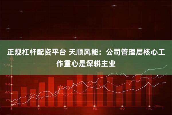 正规杠杆配资平台 天顺风能：公司管理层核心工作重心是深耕主业