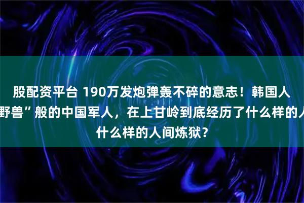 股配资平台 190万发炮弹轰不碎的意志！韩国人眼里如“野兽”般的中国军人，在上甘岭到底经历了什么样的人间炼狱？