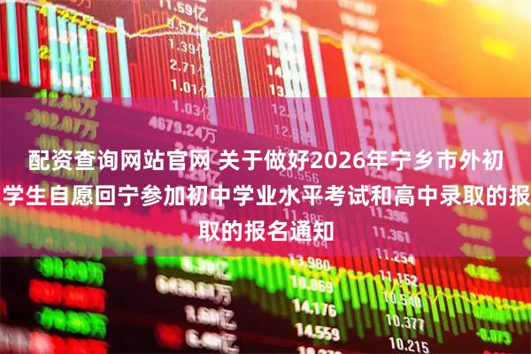 配资查询网站官网 关于做好2026年宁乡市外初中毕业学生自愿回宁参加初中学业水平考试和高中录取的报名通知